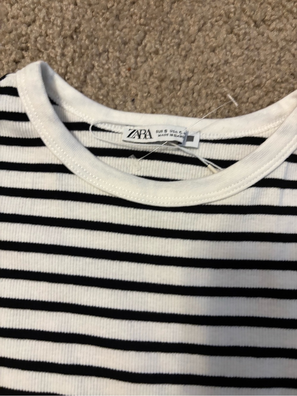 Zara Black & White Striped Kids One-Piece Bodysuit - Picture 2 of 3